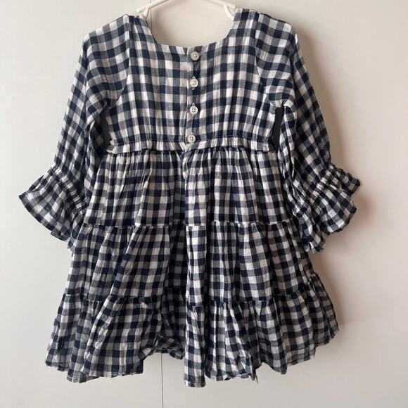 Well Dressed Wolf WDW 3T Midnight Gingham Navy Check Dress Cottagecore Boho - Picture 2 of 7